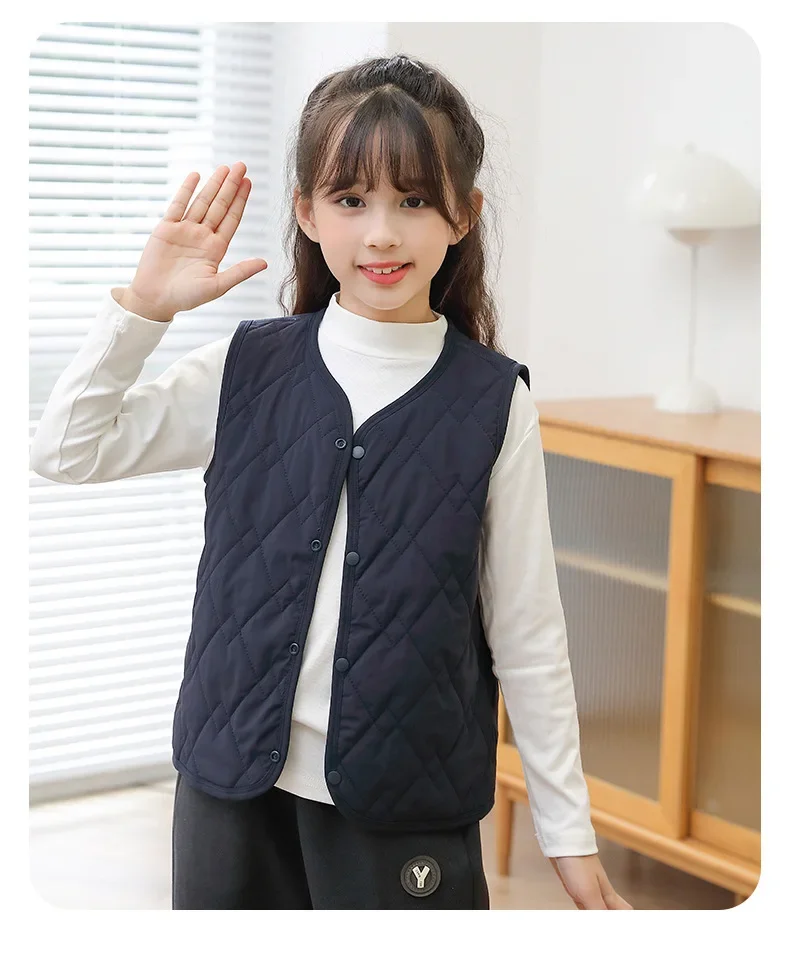 Ärmellose Jacke Einfarbige Knopf-Strickjacke Kinderjacke Warme Weste Herbst Winter Alltag Jungen Mädchen Kinder Verdickte Kinderjacke – Detail 13