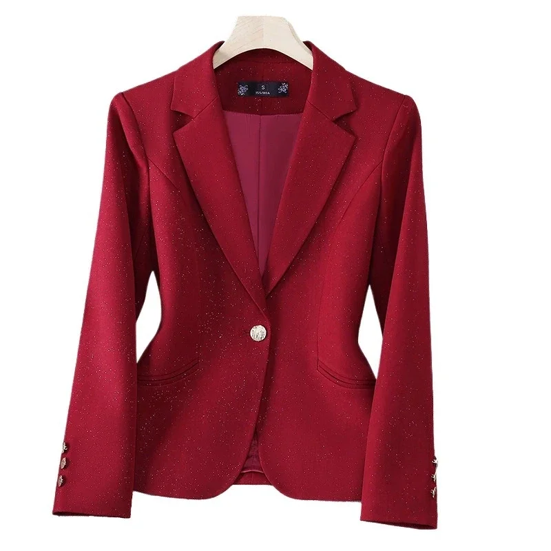 2025 printemps automne femmes Blazer veste dames noir kaki rouge bouton unique femme affaires travail porter costume formel manteau vêtements d'extérieur