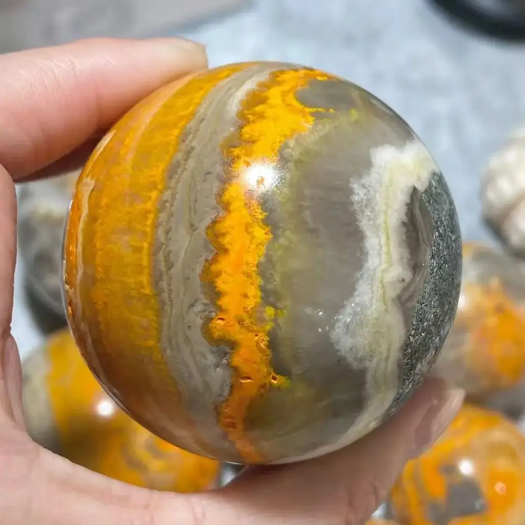 Natural Bumblebee Jade Balls, Quartz Crystal Bumblebee Raw Stone Polished Balls, Mineral Healing