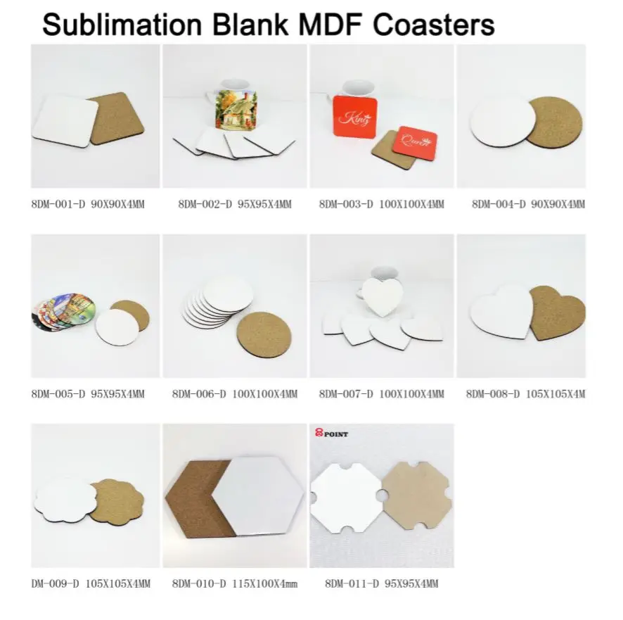 20pcs/lot Sublimation Blank Coaster MDF Wood Cup Mat Pad For Sublimation ink Transfer DIY