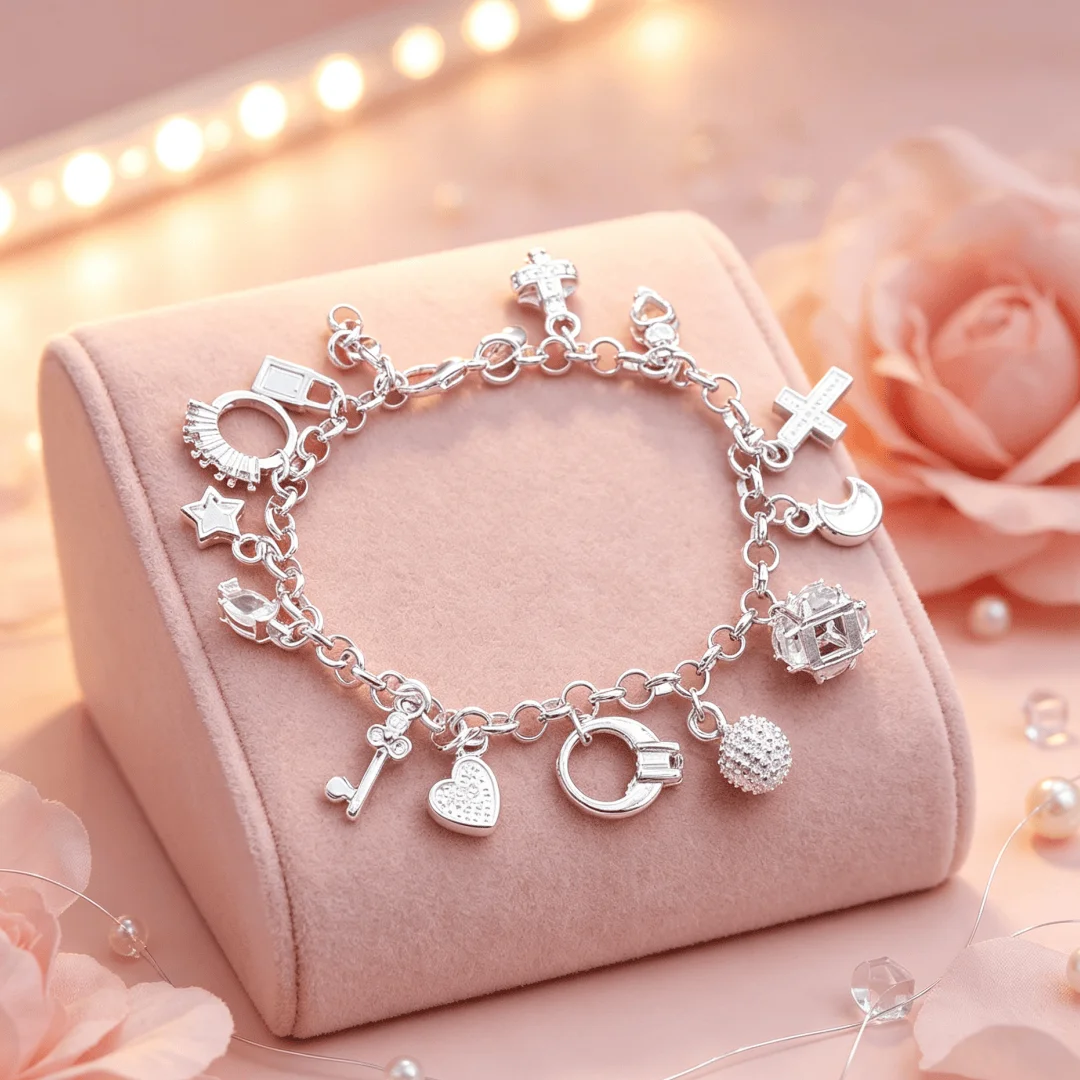 Charms 925 Sterling Silber Armbänder für Damen und Herren Kristall Herz Stern Kreuz Hochzeit Party Weihnachtsgeschenk Modeschmuck