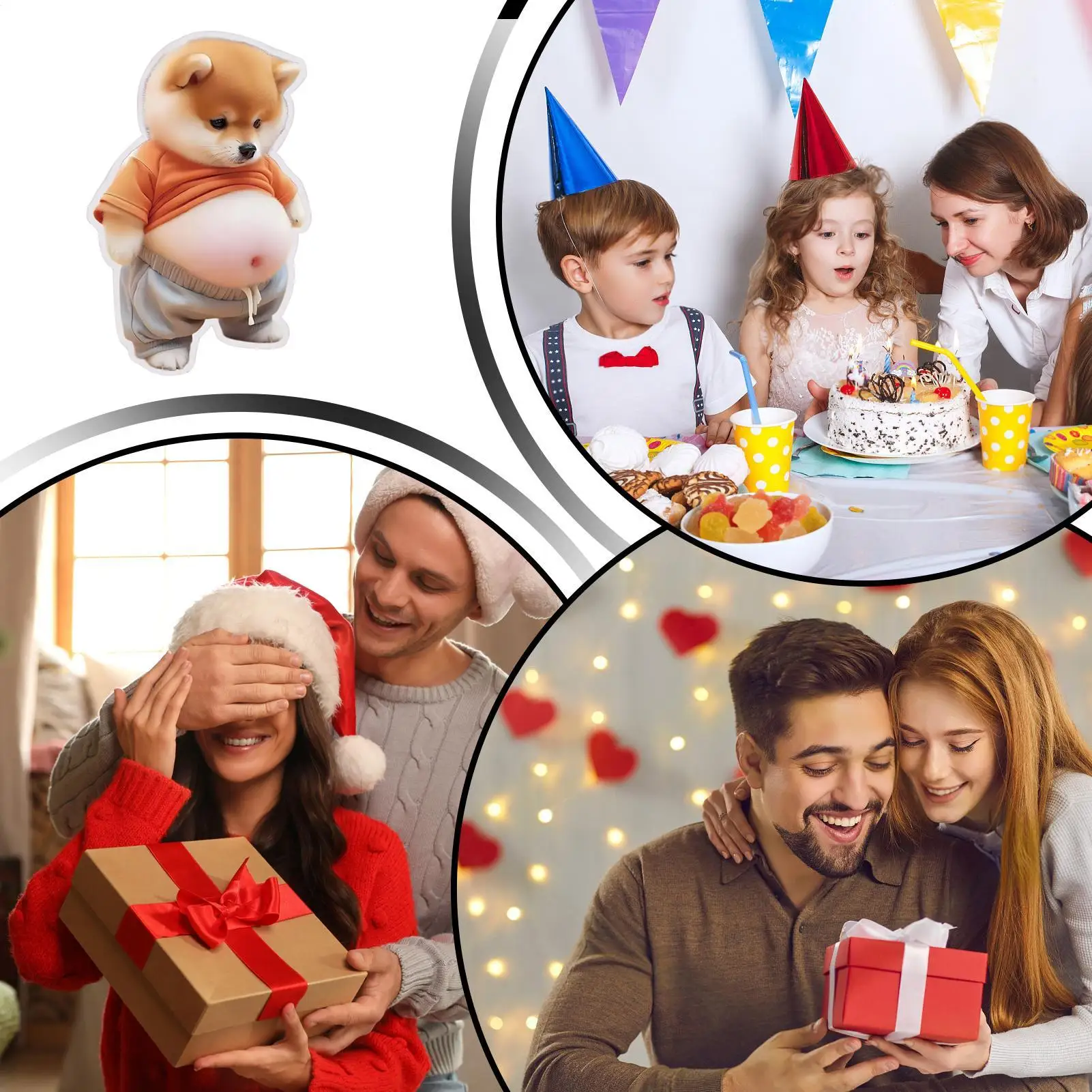 Naklejki 3D do scrapbookingu, pieski z wypukłym brzuchem, upominki na przyjęcia, naklejki dekoracyjne dla dzieci, dziewcząt, nastolatków, dorosłych, upominki na przyjęcia, na telefon