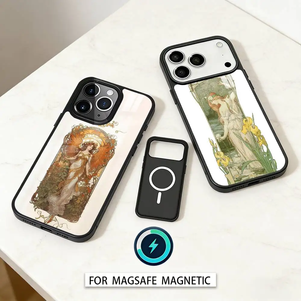 

ART A-Alphonse M-Mucha Phone Case For iPhone 17,16,15,14,13,12,Pro,Max For Magsafe Magnetic Wireless Charging