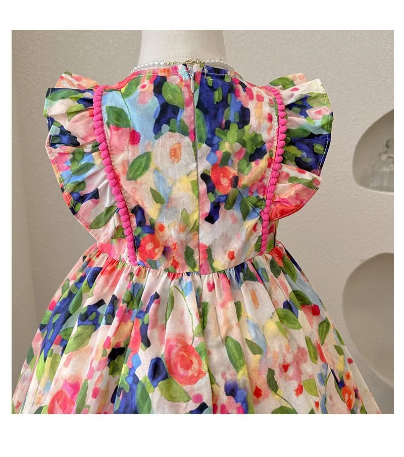 Girls Casual Dresses Flower Printing Princess Dress for Girls Clothes 2 To 7 Years Flower Girl Dresses for Weddings Clothes