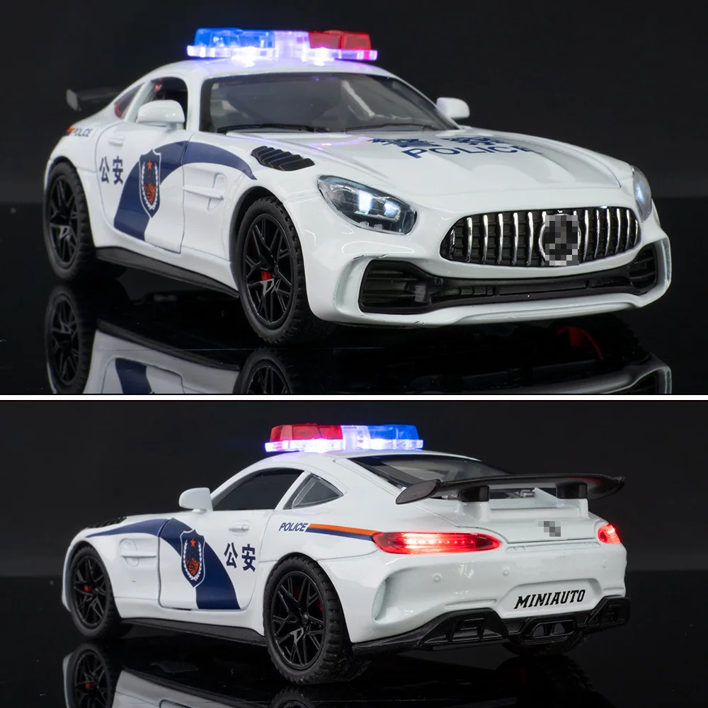 

Модель полицейской машины Jianyuan 1:32 AMG, имитация, из сплава, оптовая продажа, для ночных рынков