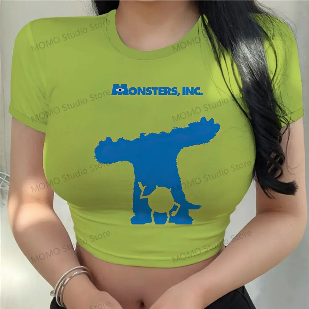 XS-3XL Tshirt Monsters Inc. Crop Top Woman Clothes 2024 Women's T-Shirt Kawaii Clothing Short Sleeve Tops Lovely Y2k Leisure