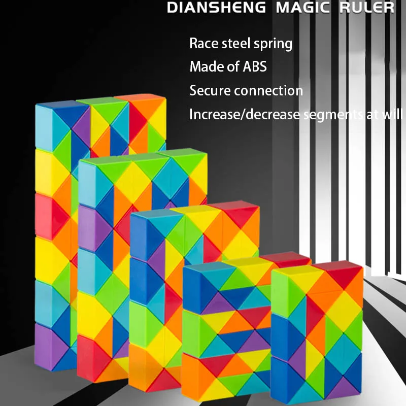 24-72 Segment verwandelbares Regenbogen-Magie-Lineal für Kinder, Puzzle, Zappelspielzeug, Denkaufgabe, magische Regel, Schlange, Geschwindigkeitswürfel, Twist