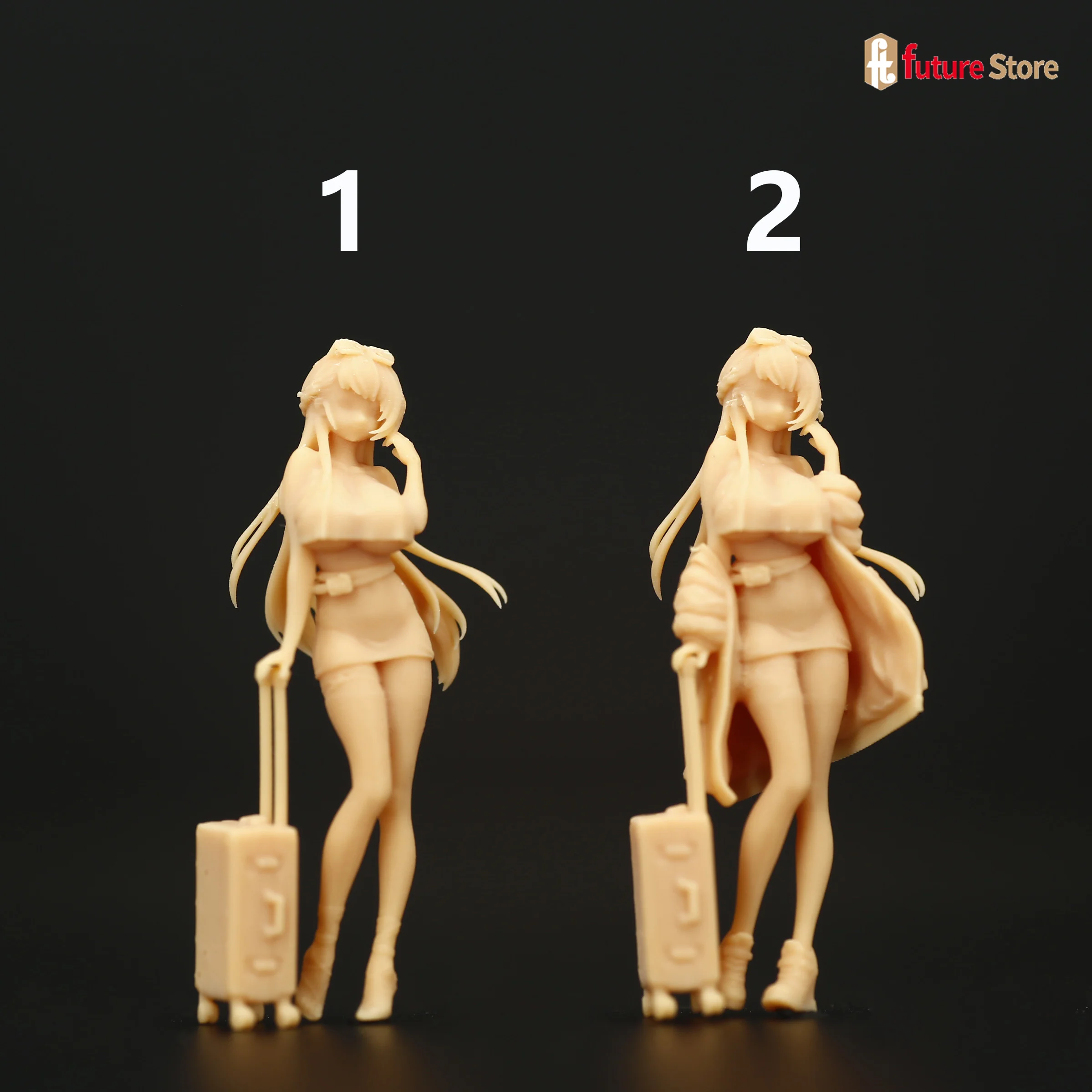 1/64 1/43 A328 Anime Game Role Girl Suitcase Miniatures Figures Diorama Sand Table Scene Props Creative Photograph Mini Doll