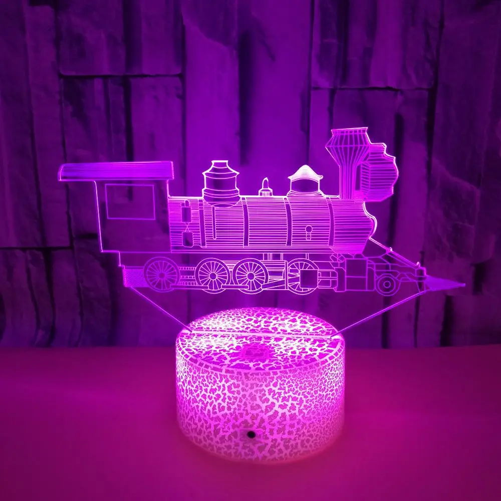 Nighdn Train 3D Lamp Illusion LED Night Light 7 lampada da notte che cambia colore per la decorazione della stanza giocattoli del treno per i regali di compleanno dei bambini