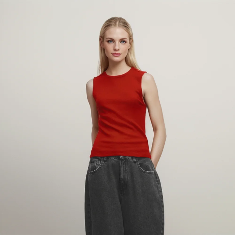 Cos Lris 2024 summer women\'s three-color basic comfortable solid color round neck sleeveless slim vest