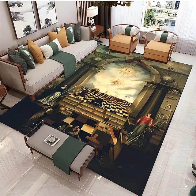 Modern Masonic Illuminati Creat Carpet for Living Room Home Decoration Sofa Table Large Rugs Bathroom Non-slip Floor Mat