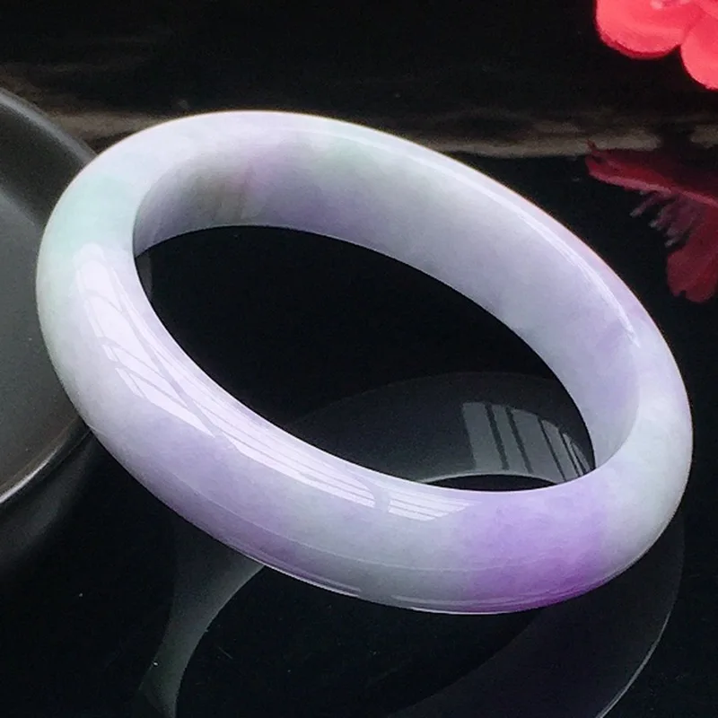 Natural Burmese Grade A Bracelet Ice-Waxy Texture Dark with Floral Inclusions Light Sun Green Jadeite 4