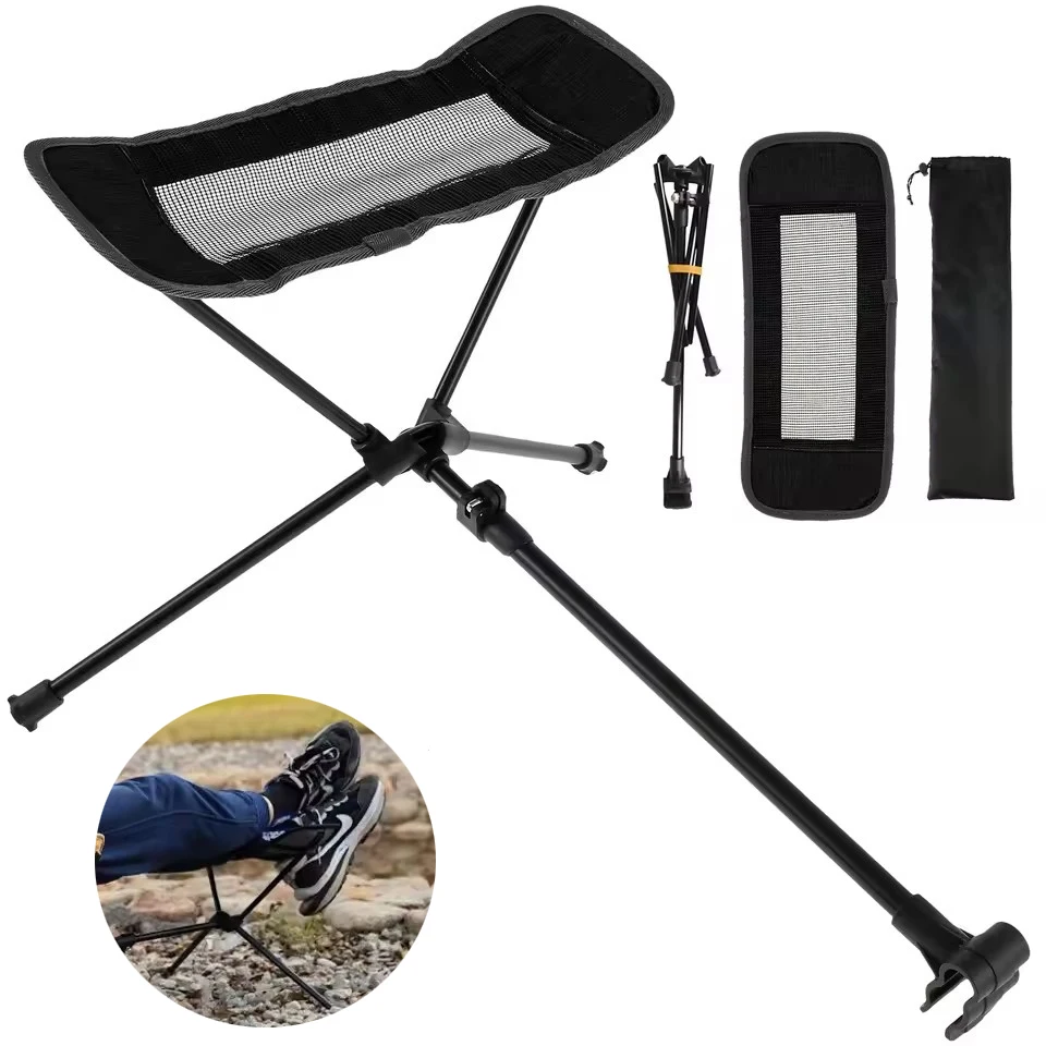 

Outdoor Aluminum Camping Fishing Leisure Seat Folding Chair Retractable Footrest For Moon Chair Portable Stool Lightweight 400g