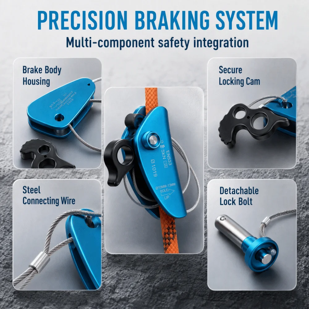 Security Device Self Locking Rope Grab Self Braking Removable Fall Arrest Protection Aerial Rope Ascender Rescue