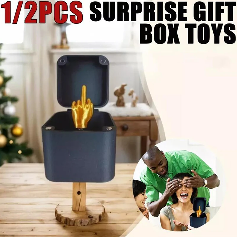 Funny Prank Middle Finger In Box Christmas Box Fun Creative Spoof Hand Gesture Gag Gifts Joke fidget Toy Office Desk Home Decor