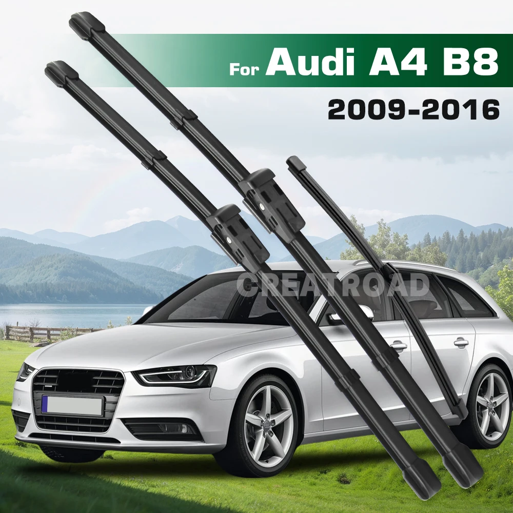 

GREATROAD Wiper LHD&RHD Front & Rear Wiper Blades Set For Audi A4 B8 2009 - 2016 Windshield Windscreen Window Brushes