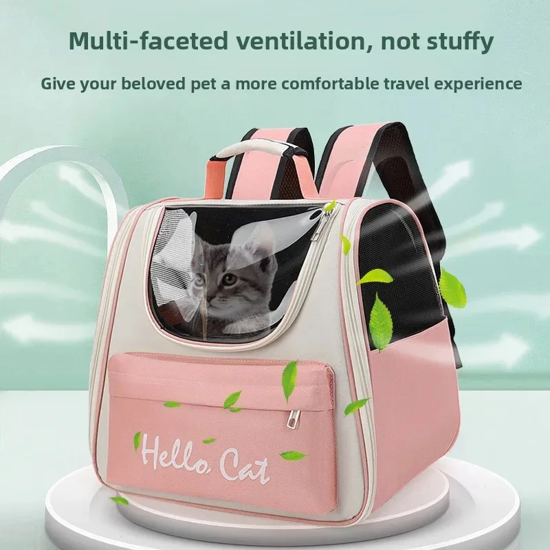 

Portable Pet Backpack for Cats - Hands-Free Double Shoulder Carrier with Ventilation, Outdoor Travel Bag (CE)