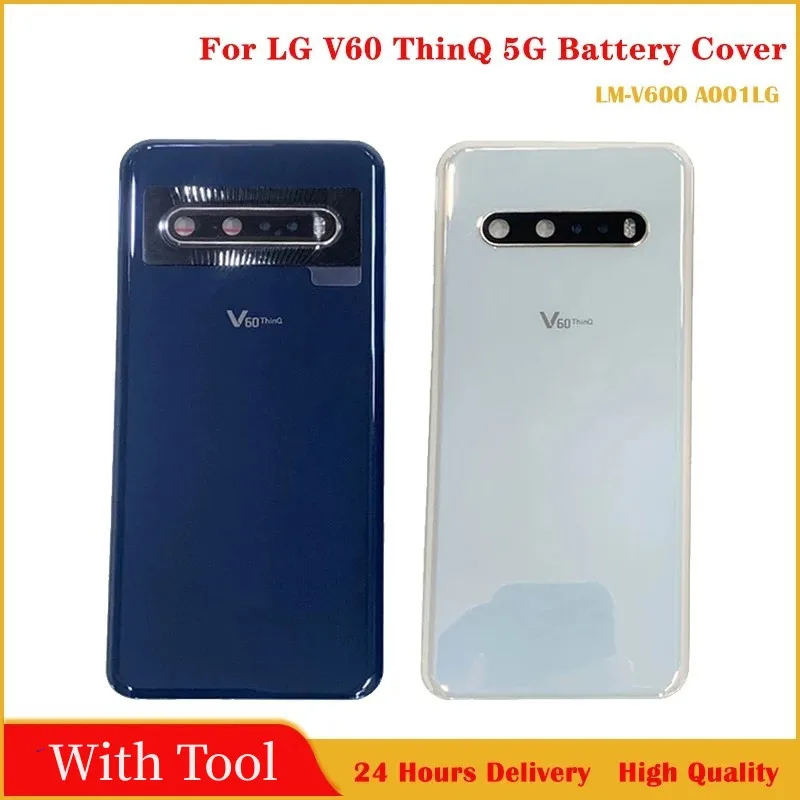 Glass Battery Cover For LG V60 ThinQ 5G Rear Housing Back Cover Battery Door Case + Camera Lens