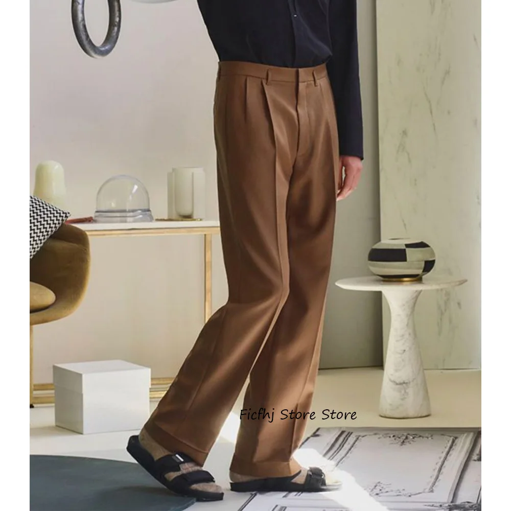 

Повседневные мужские брюки Свободные прямые брюки из полиэстера Классические мужские брюки Рабочие брюки Пошивная одежда