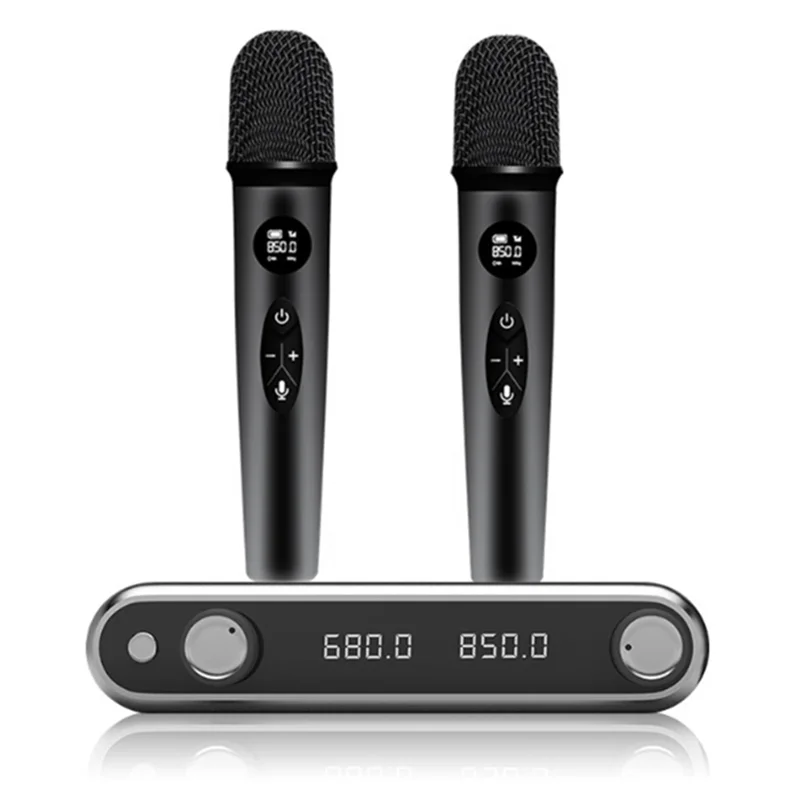 

ABYM Wireless Microphone System Handheld Dynamic Microphones, Dual Wireless UHF Channels, 330Ft Range, Microphone For Karaoke Du