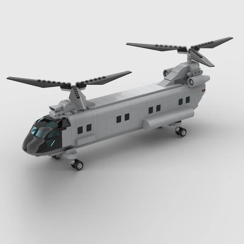 Modèle d'hélicoptère de Transport Long, briques de construction MOC, équipement de guerre, technologie modulaire, cadeaux de vacances, assemblage de jouets pour enfants, costume