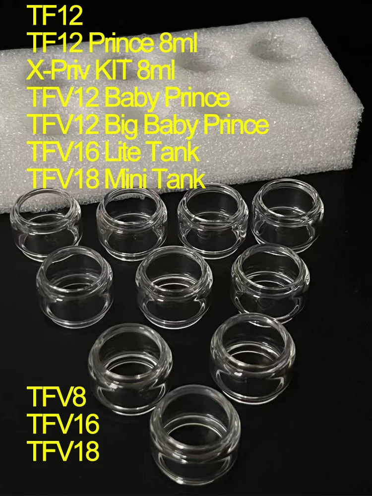 10 szt. Szklana rurka bąbelkowa do TFV12 TFV12 Prince 8ml X-Priv KIT TFV12 Baby Prince TFV16 TFV18 gruba szklana barwa wodna — 2