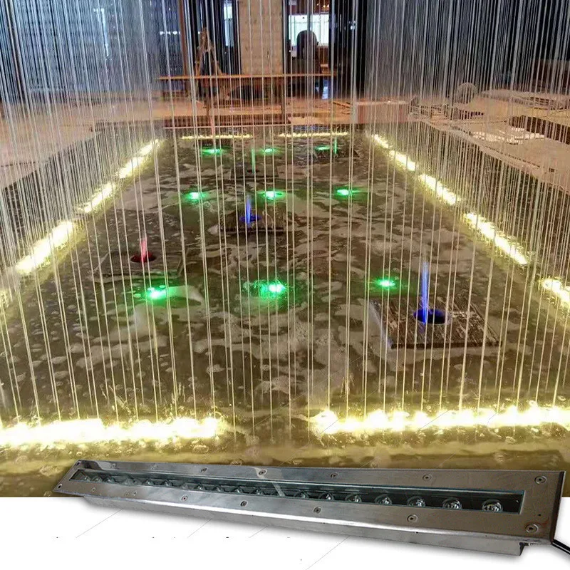 All stainless steel LED Underground Lights Strip Underwater Lights Pool Wall Lights Water Curtain Waterfall Landscape Spotlight