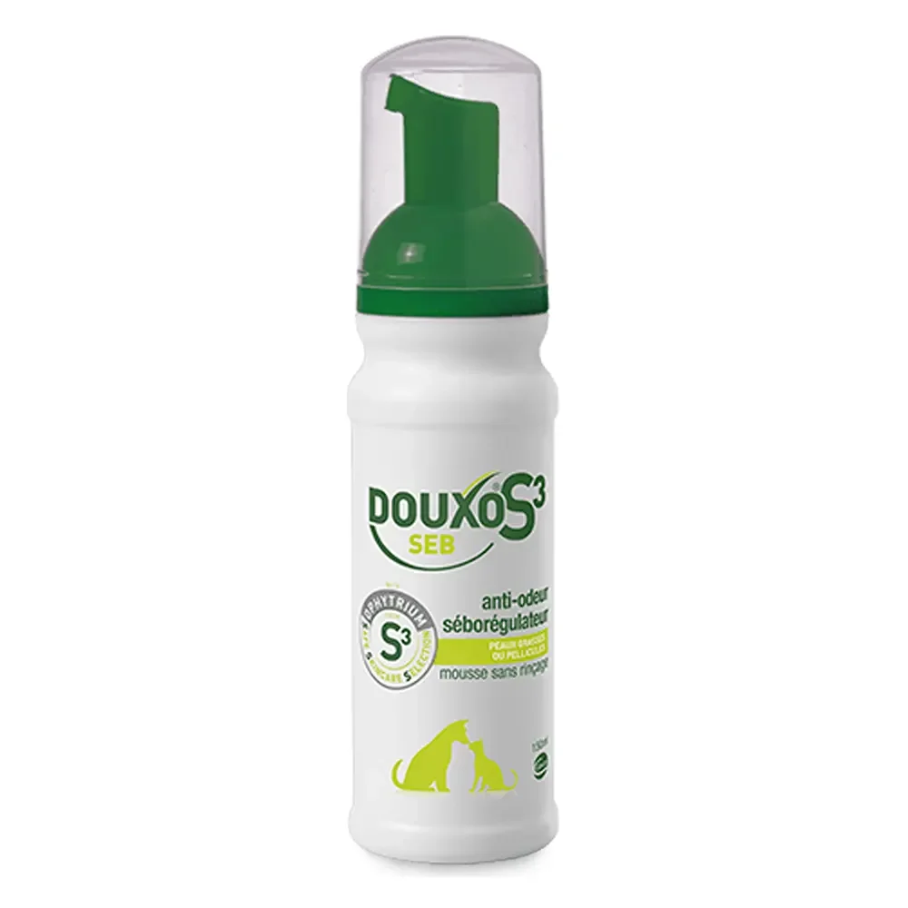 MOUSSE DOUXO S3 SEB PARA PERROS Y GATOS 150ML regula el sebo regulador que hidrata y refuerza la piel de perros y gatos Ceva