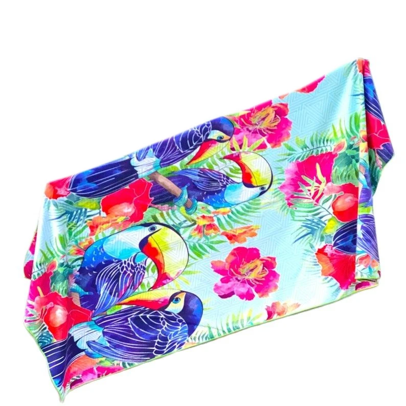 Santorini Maui Saint Lucia Santa Rosa Tropical Irregular Color Flower Graphic Design Microfiber Quick Drying Towel Sand Free