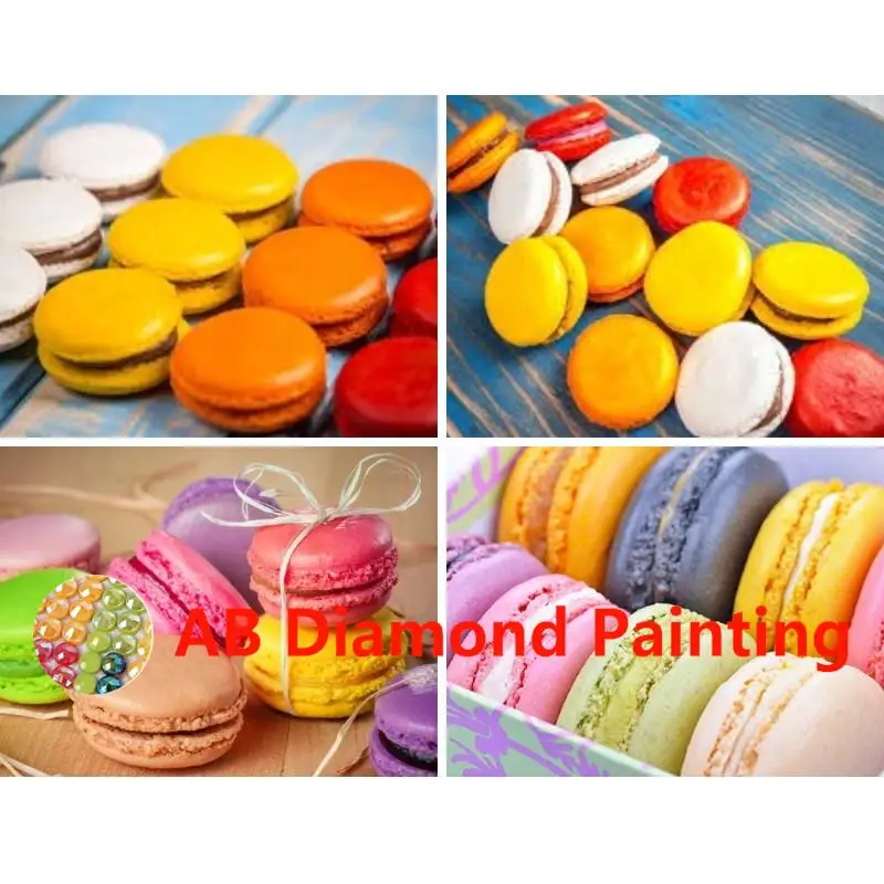 AB Diy 5D Diamond Painting Kitchen Macaron Biscuits Full Drill Diamond Embroidery Kit Cake Mosaic Art Cafe Shop Restaurant Decor