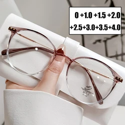 New Trendy Round Frame Presbyopia Glasses Vintage Women Men Finished Far Sight Anti Blue Light Reading Eyeglasses Diopter To+4.0