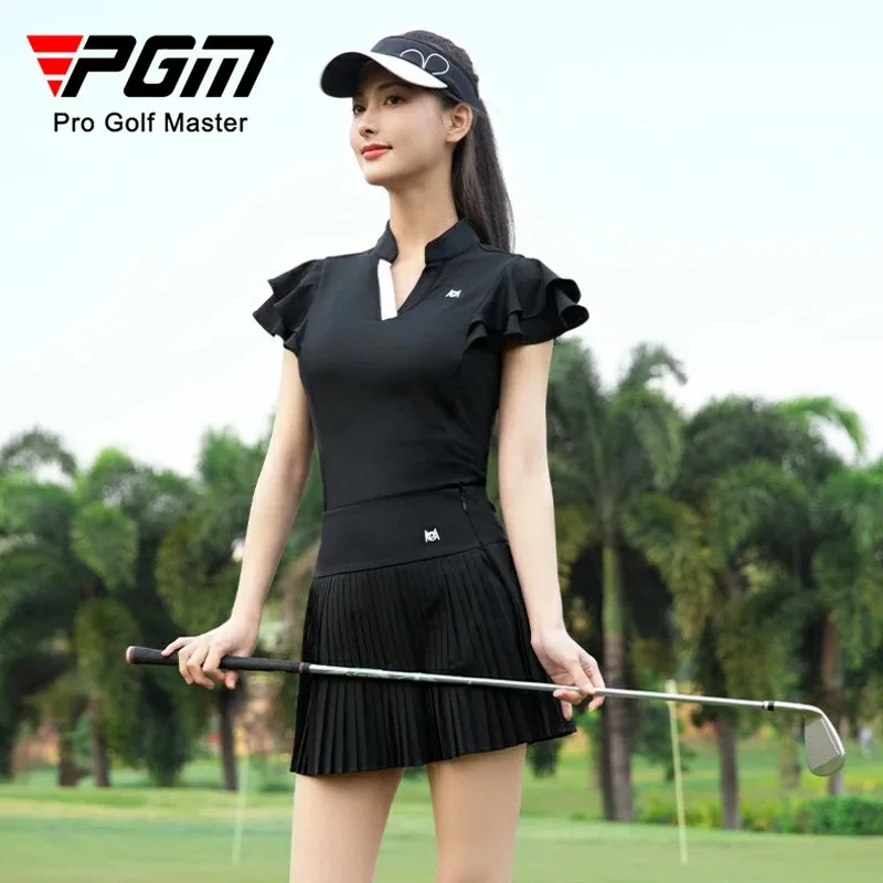

PGM Женская футболка с короткими рукавами для гольфа, весна-лето, теннисная рубашка-поло, спортивный топ YF795