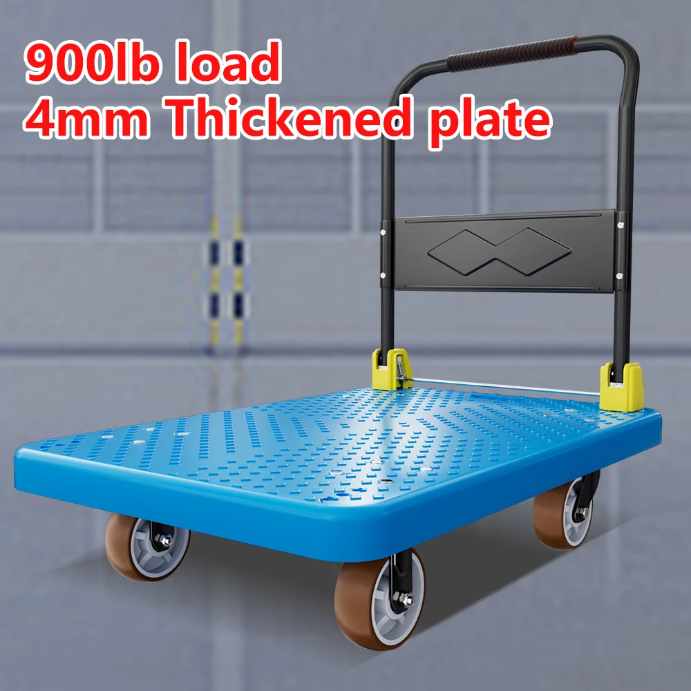 90*60cm 500kg Industrial Plastic Foldable Warehouse Platform hand push trolley tool dolly moving Truck cart trolley for carrying