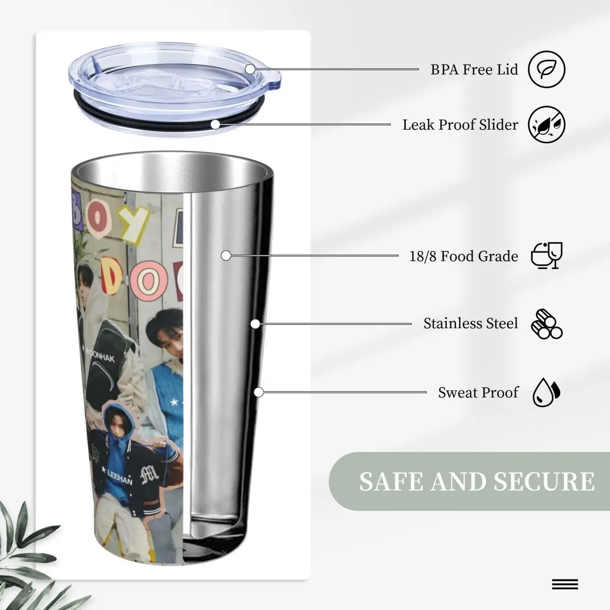 BOYNEXTDOOR Stainless Steel Tumbler Korean Music Group Coffee Mug With Straws and Lid Large Mugs Cup Hot Drinks Water Bottle