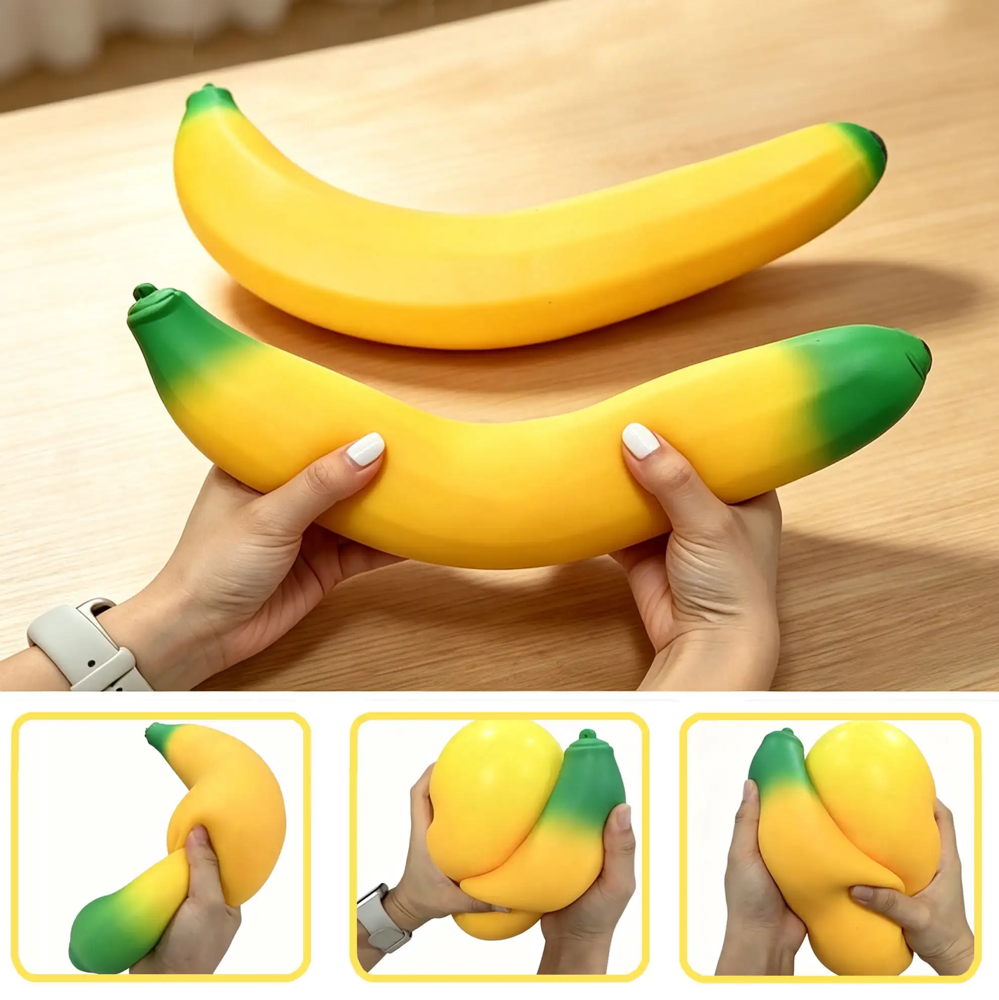 Large 45cm Banana Elastic Stress Relief Toy PU Squeeze Pressure Ball Kids Birthday Xmas Classroom Party Gift Fillers