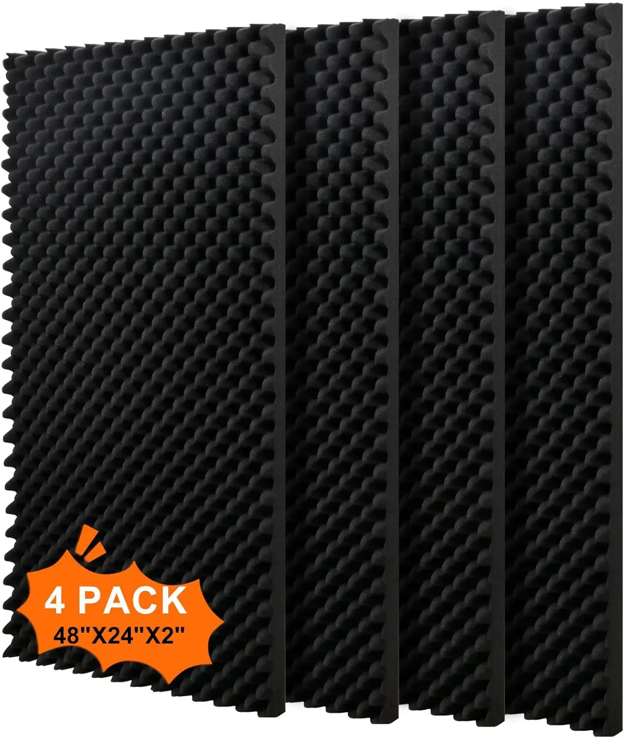 

4 Pack Acoustic Foam Panels, 48x24x2 Inches Egg Crate Design for Wall Soundproofing and Echo Absorption in Studios