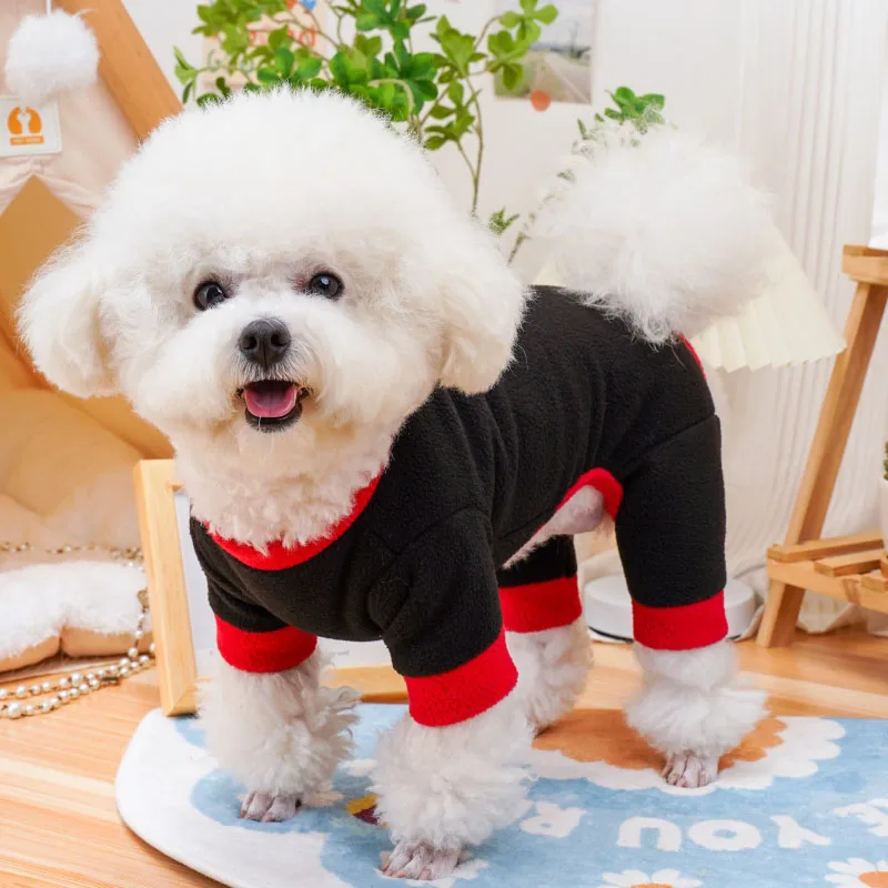 Matching Color Fleece Dog Clothes Winter 6 Colors Pet Jumpsuit For Small Medium Dog Dachshund York Puppy Overalls Pajamas XS-XXL