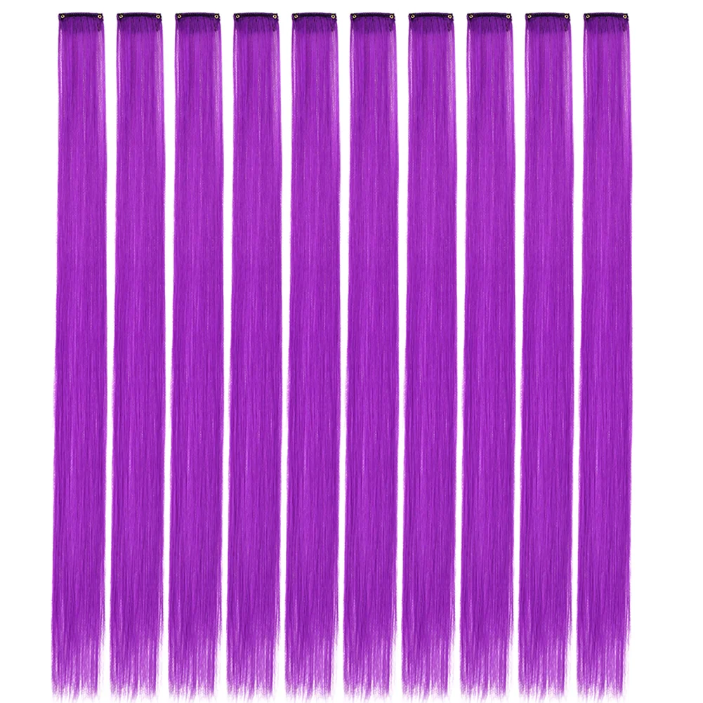 10PCS/Pack Colored Party Highlights Clip in Hair Extensions