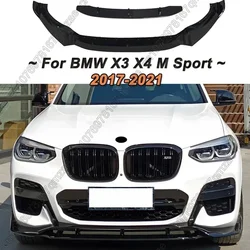 4Pcs Car Front Bumper Splitter Lip Diffuser Spoiler Black For BMW X3 G01 & X4 G02 M40i M40d M-Pack M-Sport 2017-2021 Guard Cover