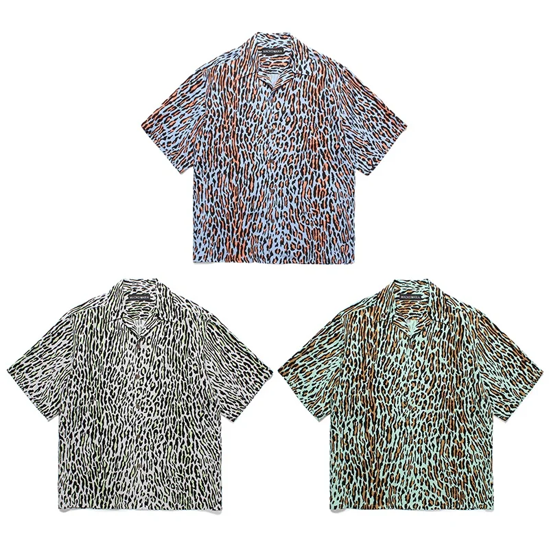 Trend Latest WACKO MARIA Mens Womens Hip Hop 25SS Leopard Hawaiian Short Sleeve Shirt Fashion Loose Casual Tops
