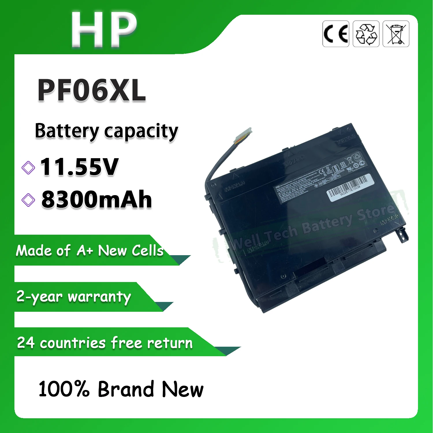 11,55 V 8300 mAh 6 celdas PF06XL batería del ordenador portátil para TPN-Q174 HP OMEN 17-w119TX 17-w120TX 17-w205TX 17-w206TX 17-w100 17t-w100.