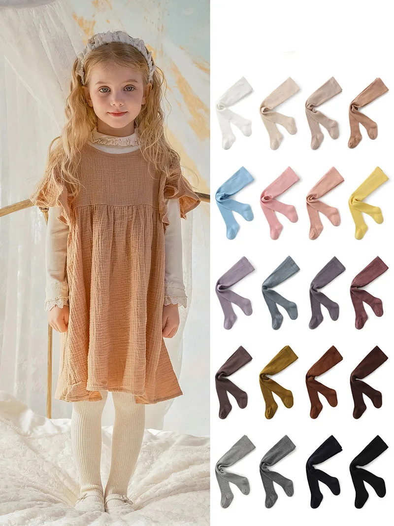 MILANCEL New Autumn Kids Pantyhose Girls 7 Colors Thin Style Leggings Children Baby Solid Color Pit Strip Skinny Pants