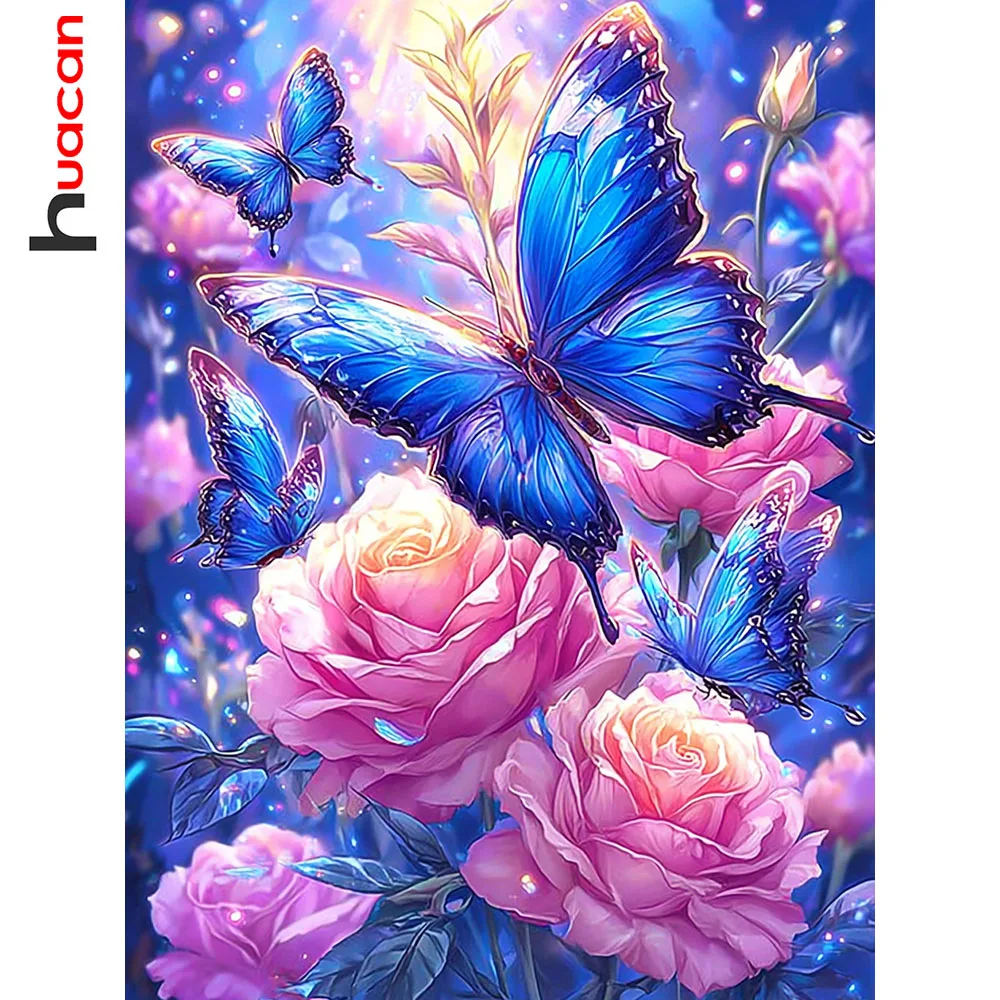 Huacan Vollquadrat- und Runddiamant-Malerei Schmetterling Rose Diamant-Mosaik Tier Blume Neue Kollektion 2026 Geschenk