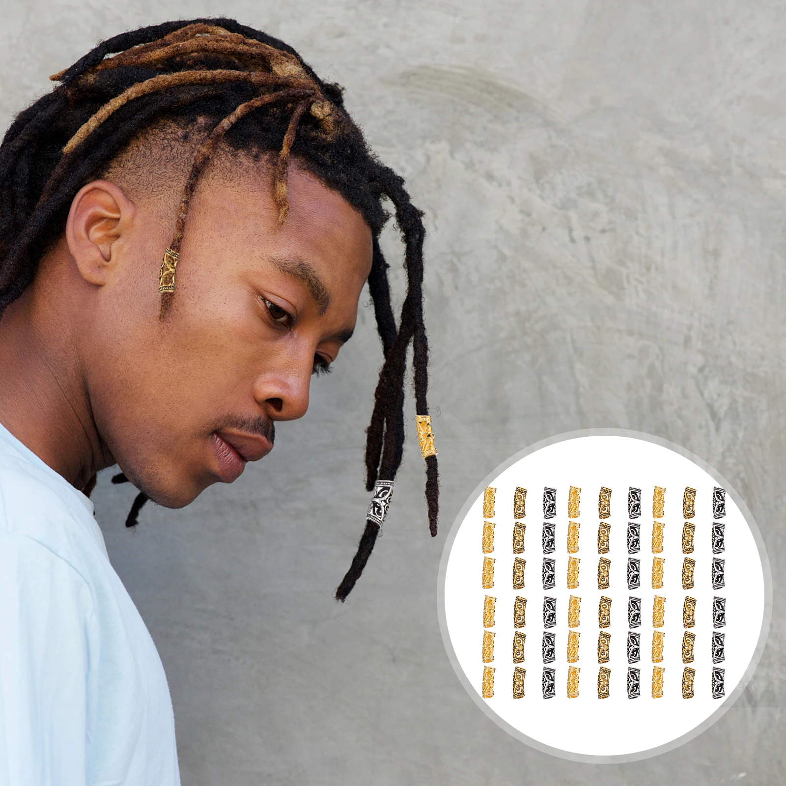 

48 Pcs Hair Extension Ring Accessories Dreadlocks Ponytail Cuffs Alloy DIY Tube Hollow Braid Rings Set Hairpins Hair Care