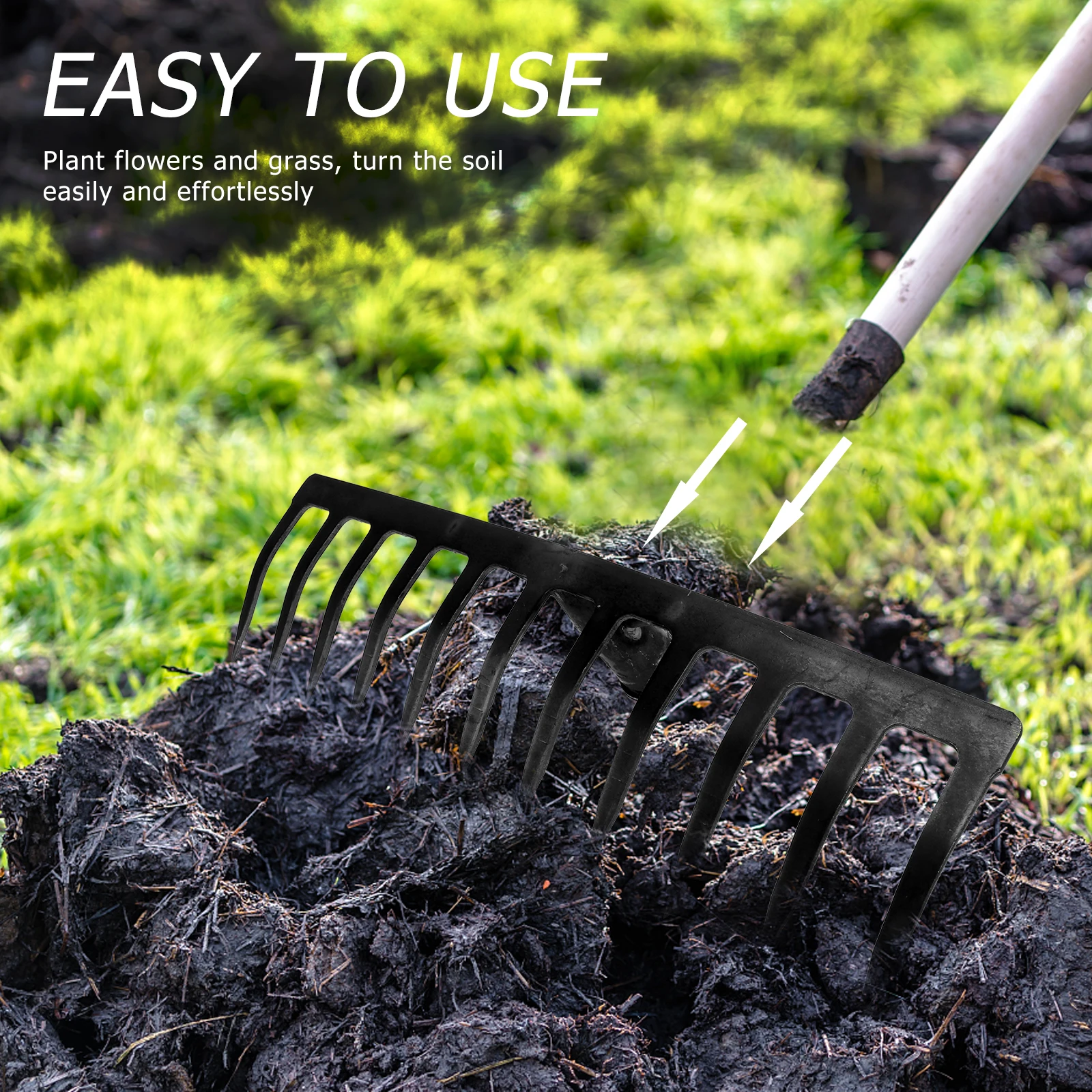 

1Pcs Teeth Garden Rake Strong Iron Head Only Soil Loosening Agriculture Nail Rake for Digging Weeding Mixing Fertilizer