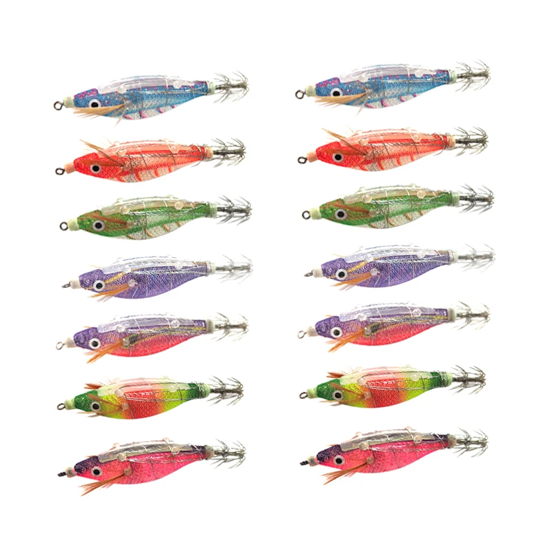 New 14pcs Fishing Lures Kit Squid Jig Bait Bundled Luminous Webfoot Octopus Egi Lure Wobbler Cuttlefish Hook Sea Tackle