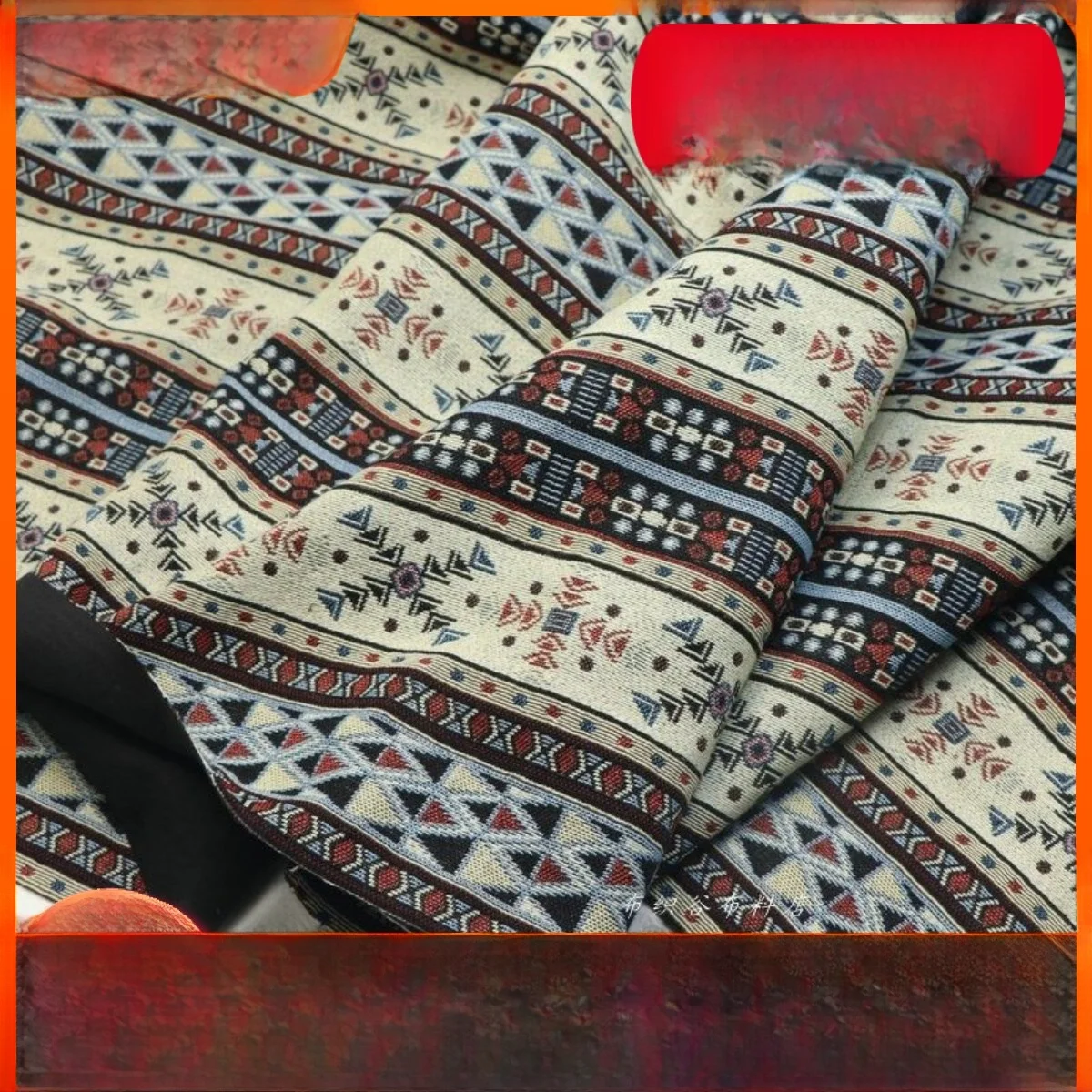 

Плотная ткань с геометрической вышивкой в монгольском стиле для одежды, чехлов для диванов, наволочек, элитный этнический дизайн