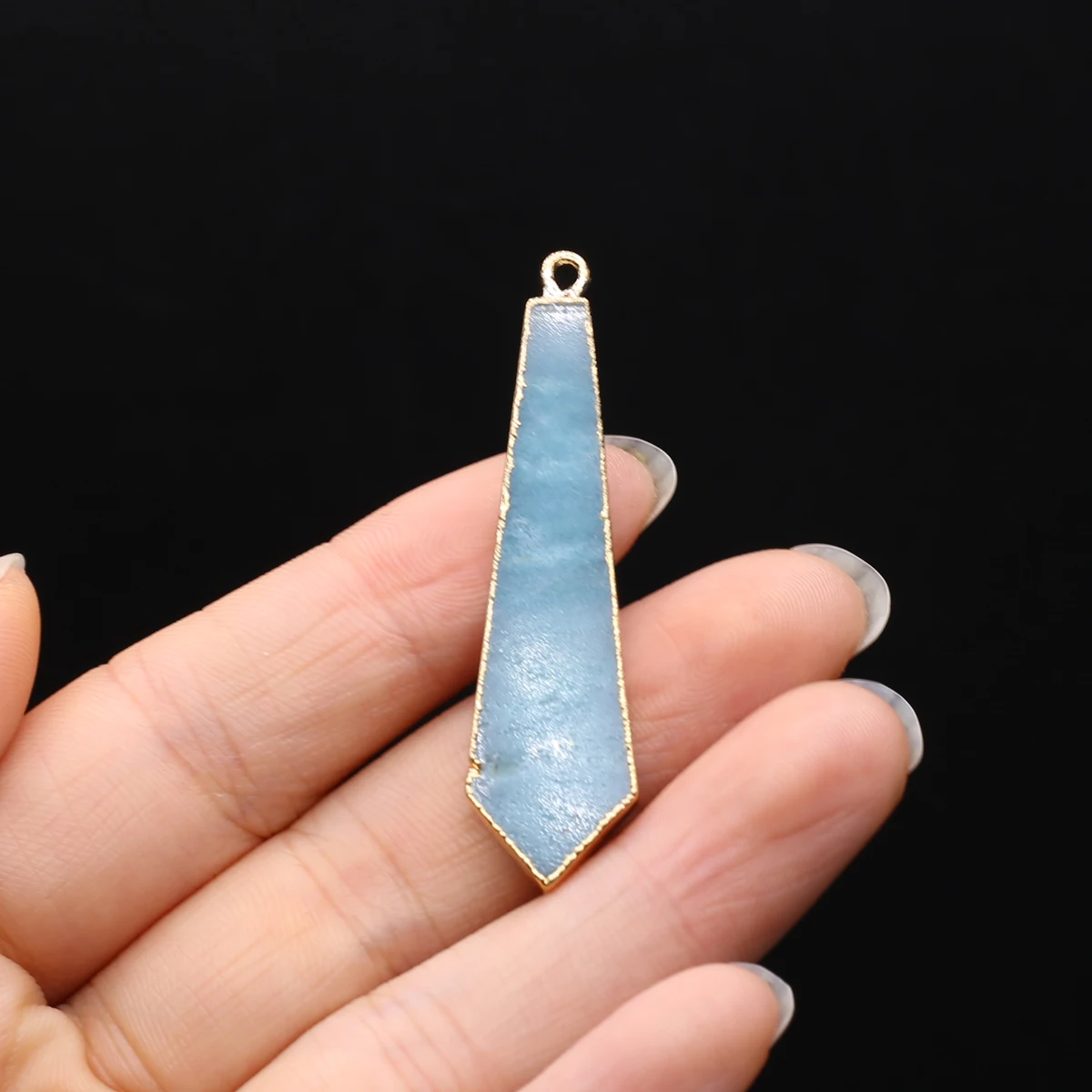 Multishape Natural Amazonites Pendant Charms Natural Blue Stone Connector for Making DIY Jewerly Necklace Bracelet Accessories