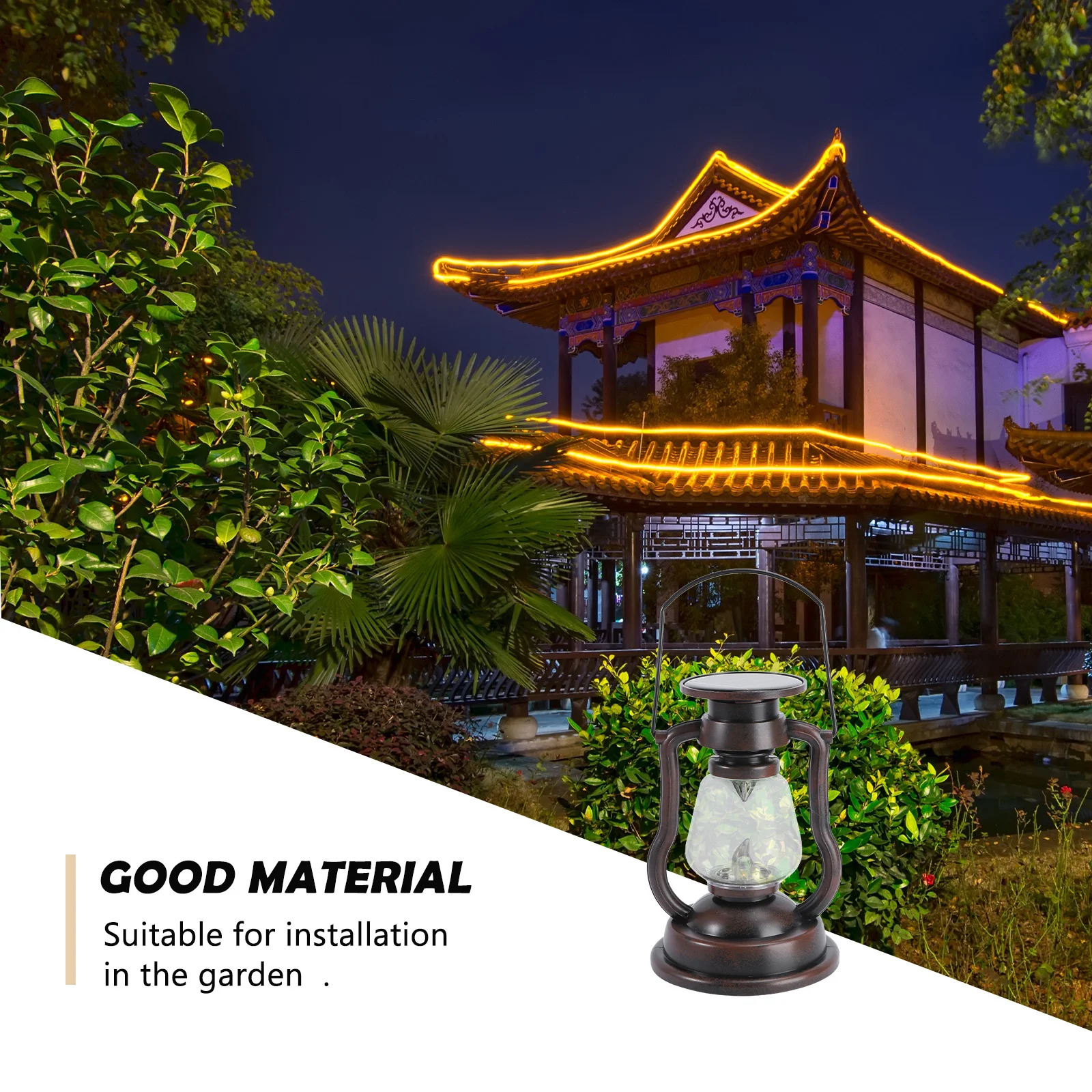 

Retro Solar Lantern Vintage Decorative Lamp Brown Outdoor Garden Party H held Light Durable ABS Material Wall Hanging