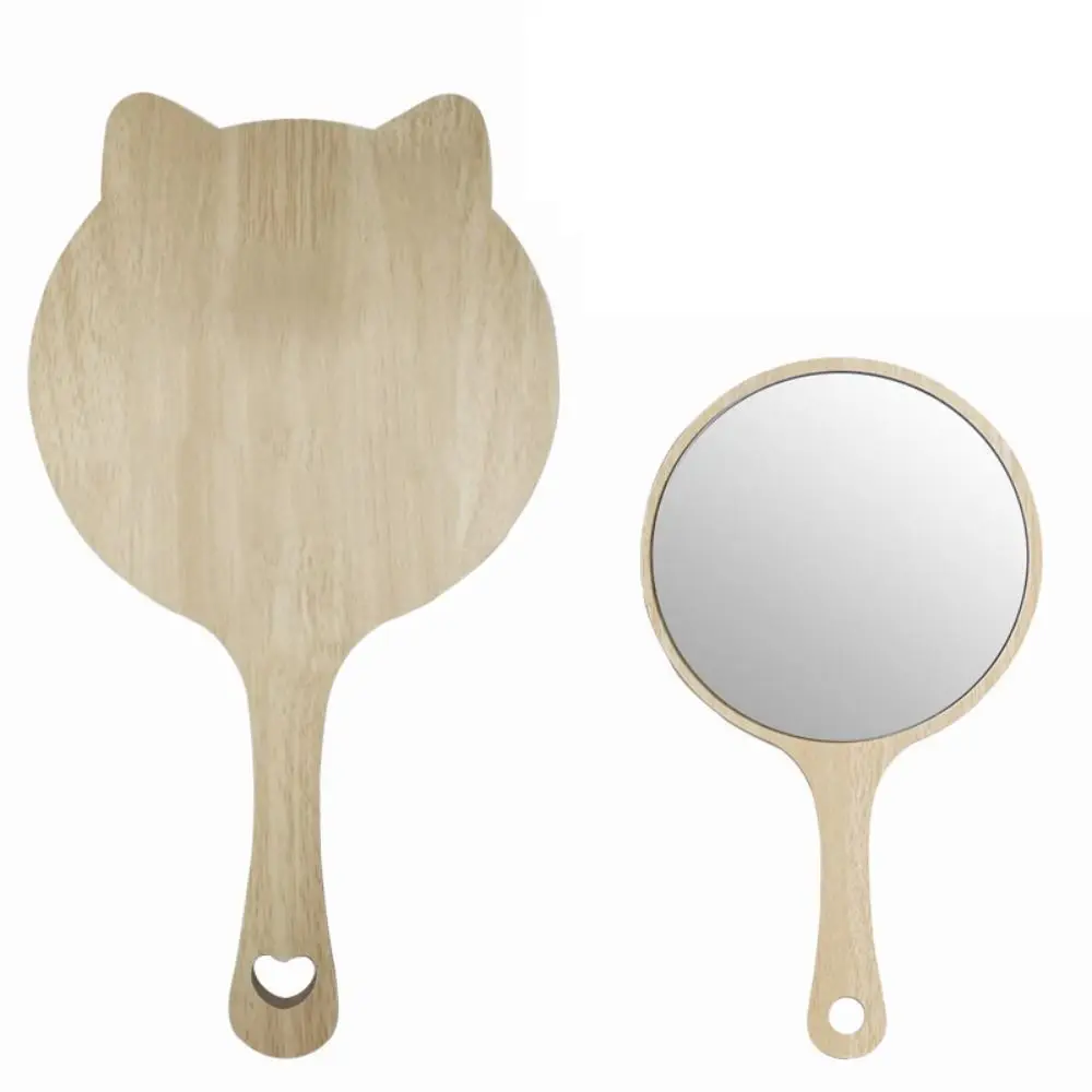 Creative Makeup Mirror with Handle Single-Sided with Animal Ears Handheld Mirror Household with Hanging Hole Cosmetic Mirror